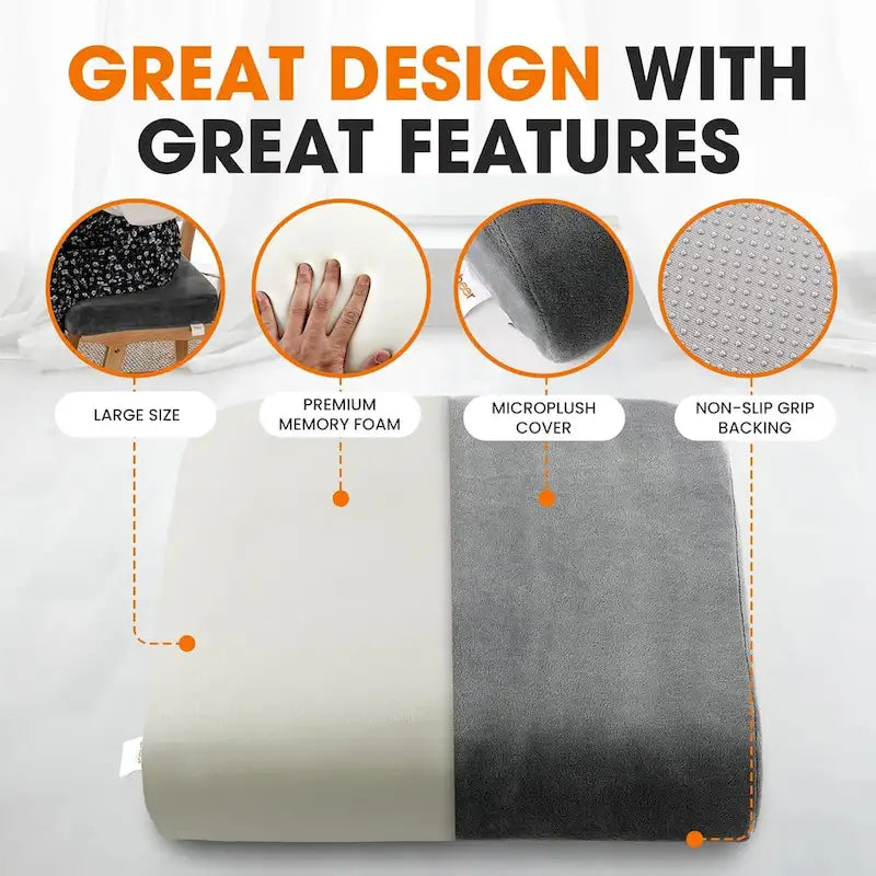 Cheer Collection Ultra Supportive Memory Foam Extra-Large Seat Cushion