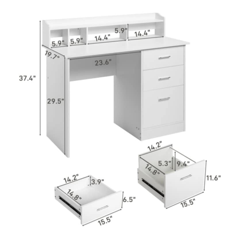 Three-drawers Wood Grain Particleboard Computer Desk