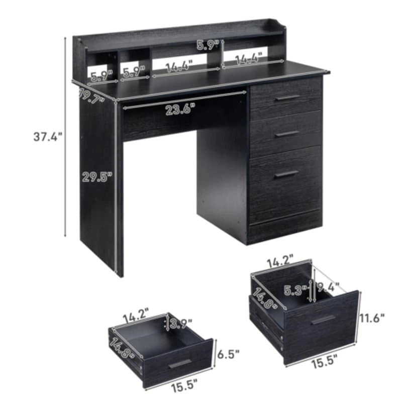 Three-drawers Wood Grain Particleboard Computer Desk