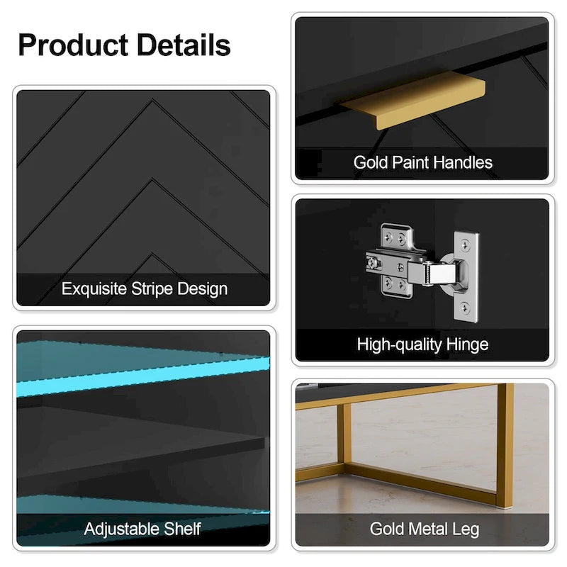 Sideboard Buffet Cabinet with Storage Adjustable Shelf Cabinet for Living Room, Kitchen