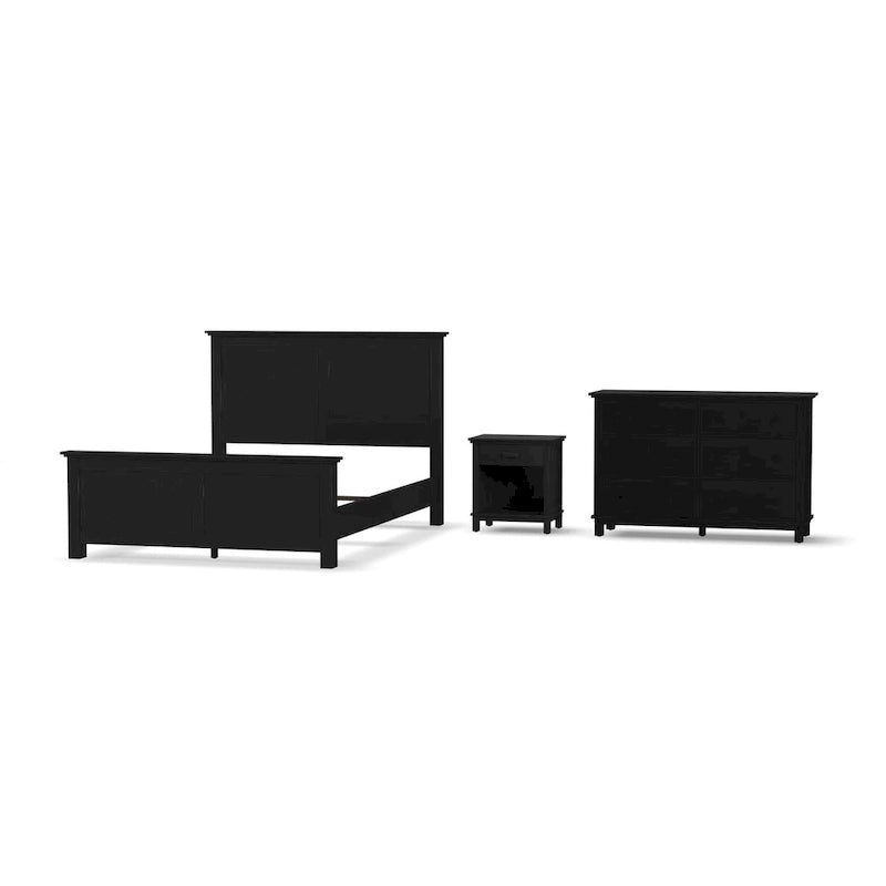 Oak Park Black Wood Queen Bed, Nightstand and Dresser by