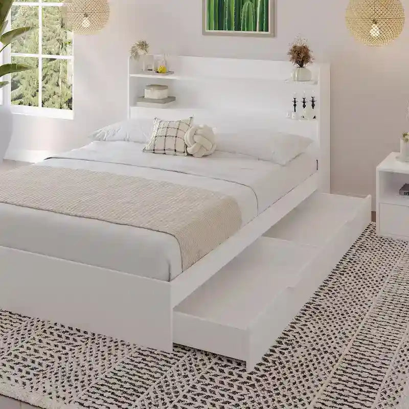 Hunter Platform Bed With Headboard And 1-Drawer Nightstand