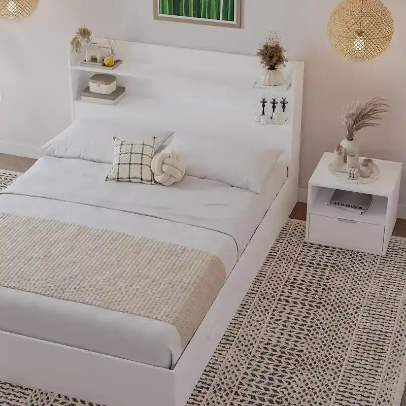 Hunter Platform Bed With Headboard And 1-Drawer Nightstand