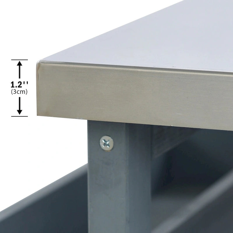 Outdoor Kitchen Island,Rolling Bar Cart & Storage Cabinet,Farmhouse Solid Wood Outdoor Grill Table with Stainless Steel Top