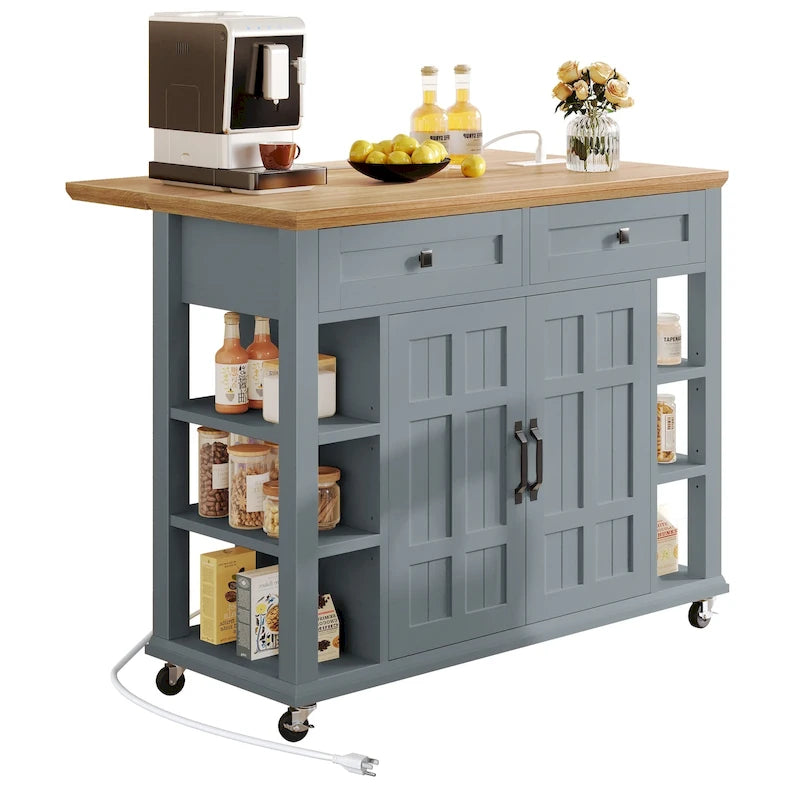 Moasis Rolling Kitchen Island with Storage & Drawers