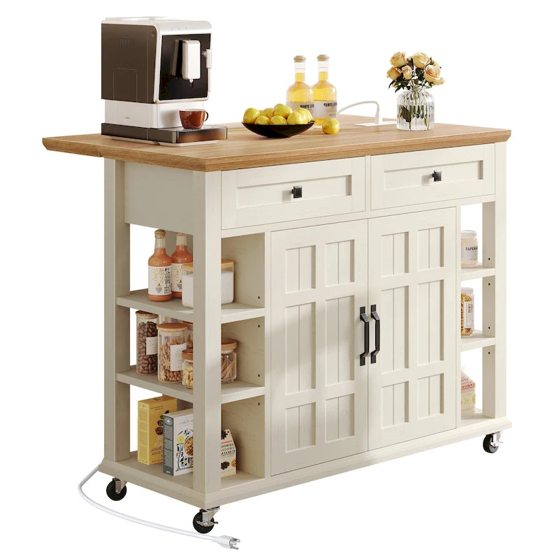Moasis Rolling Kitchen Island with Storage & Drawers