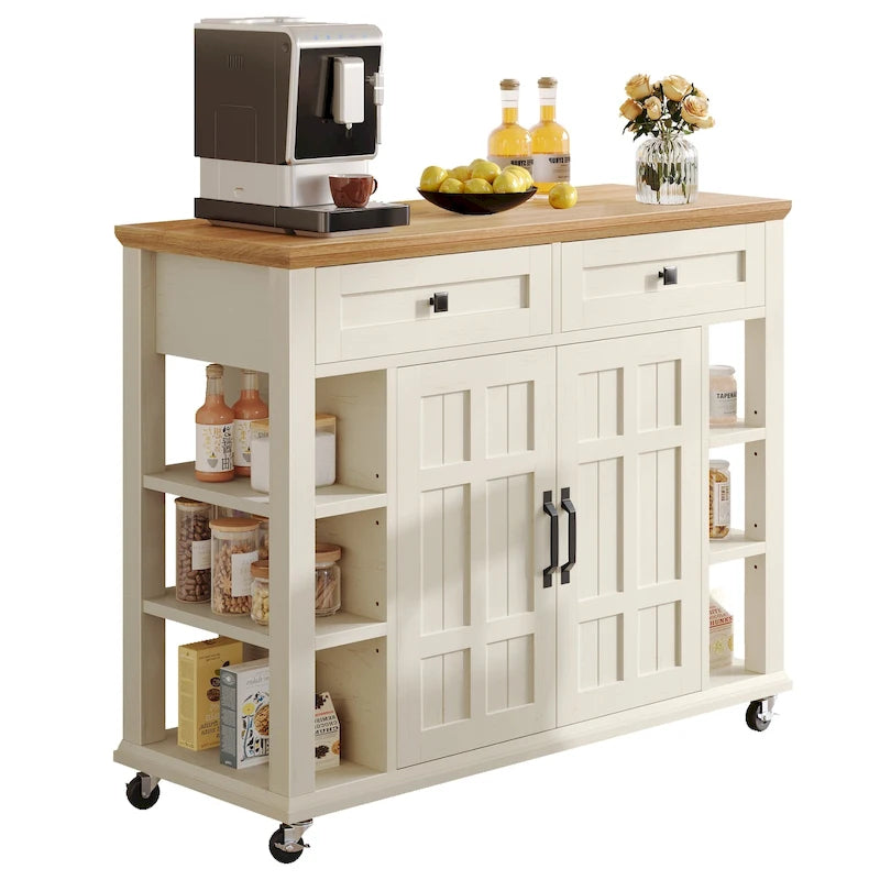 Moasis Rolling Kitchen Island with Storage & Drawers