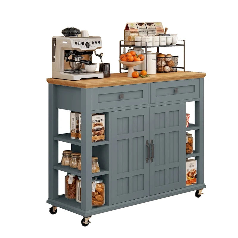Moasis Rolling Kitchen Island with Storage & Drawers