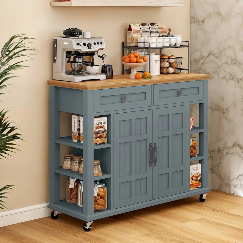 Moasis Rolling Kitchen Island with Storage & Drawers