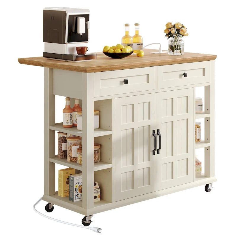 Moasis Rolling Kitchen Island with Storage & Drawers