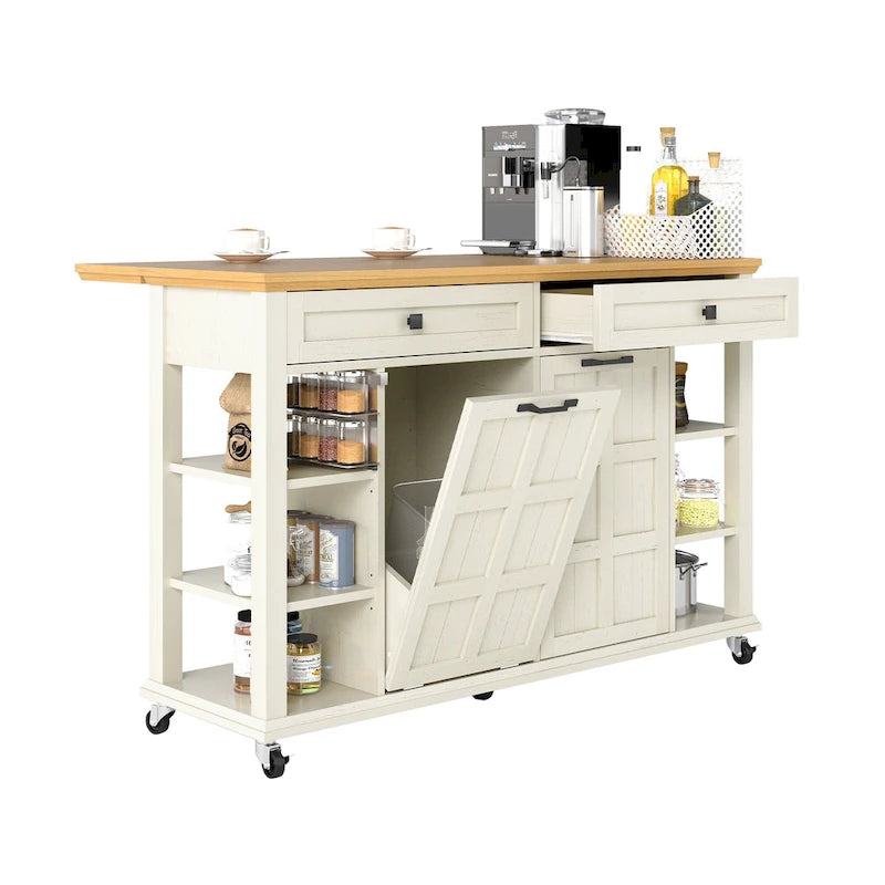 Moasis Rolling Kitchen Island with Storage & Drawers