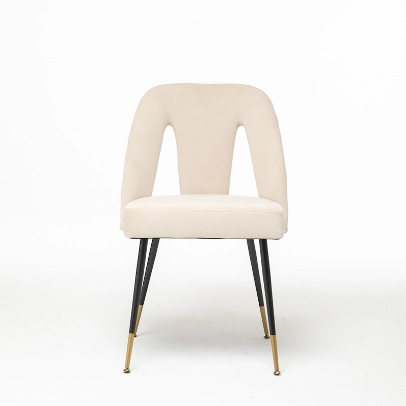 Set of 2 Modern & Contemporary Upholstered Dining Chairs with Nailheads and Metal Legs