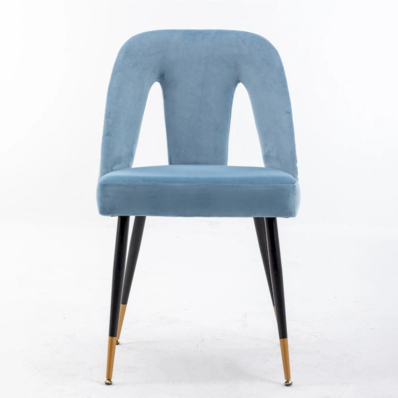 Set of 2 Modern & Contemporary Upholstered Dining Chairs with Nailheads and Metal Legs