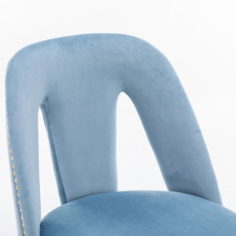 Set of 2 Modern & Contemporary Upholstered Dining Chairs with Nailheads and Metal Legs