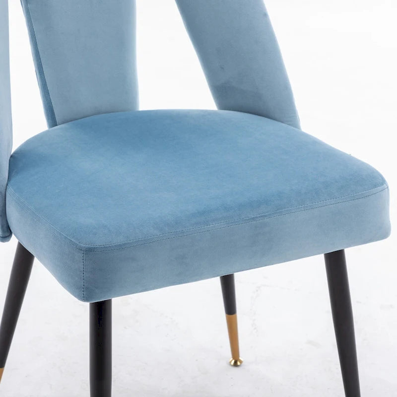 Set of 2 Modern & Contemporary Upholstered Dining Chairs with Nailheads and Metal Legs