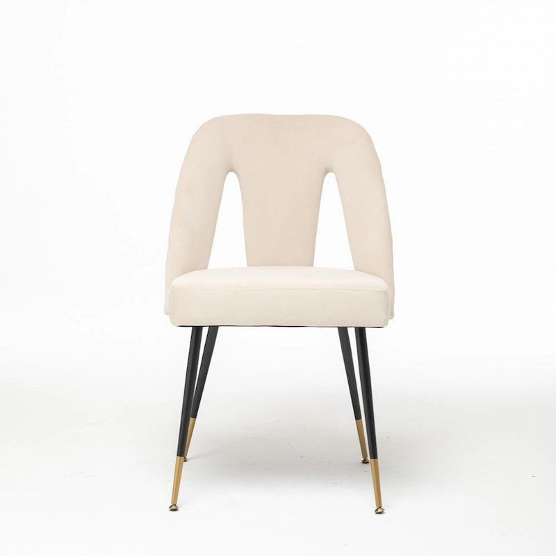 Set of 2 Modern & Contemporary Upholstered Dining Chairs with Nailheads and Metal Legs