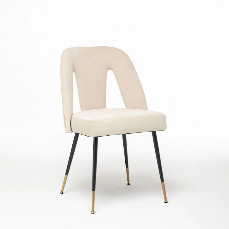 Set of 2 Modern & Contemporary Upholstered Dining Chairs with Nailheads and Metal Legs