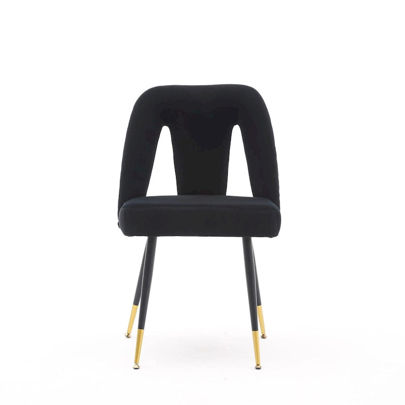 Set of 2 Modern & Contemporary Upholstered Dining Chairs with Nailheads and Metal Legs