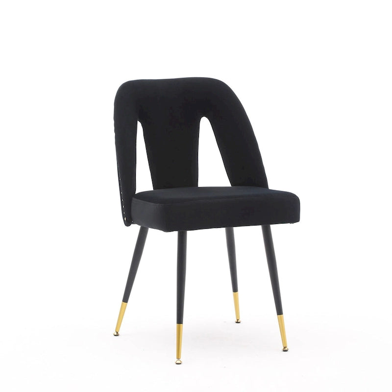 Set of 2 Modern & Contemporary Upholstered Dining Chairs with Nailheads and Metal Legs