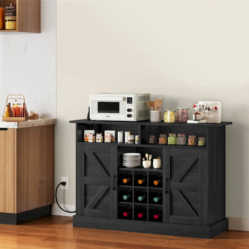 Moasis 47Farmhouse Coffee Bar Cabinet with Floating Shelf - 15.75D x 47.24W x 33.86H