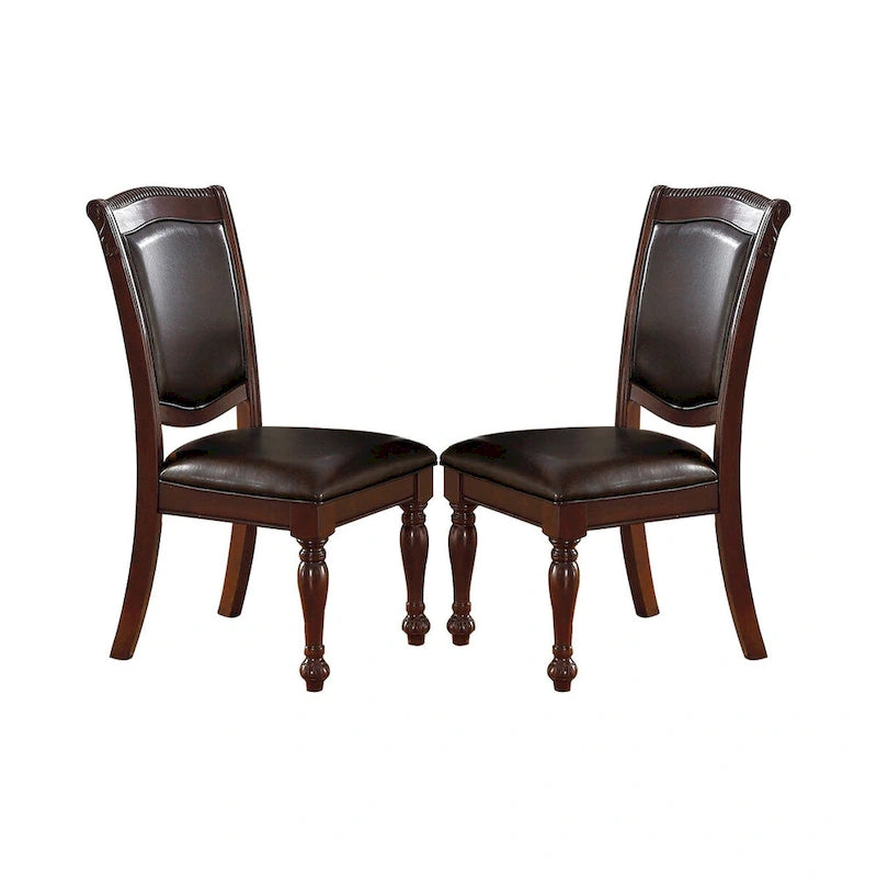 PU Upholstered Dining Chair, Dark Brown(Set of 2)