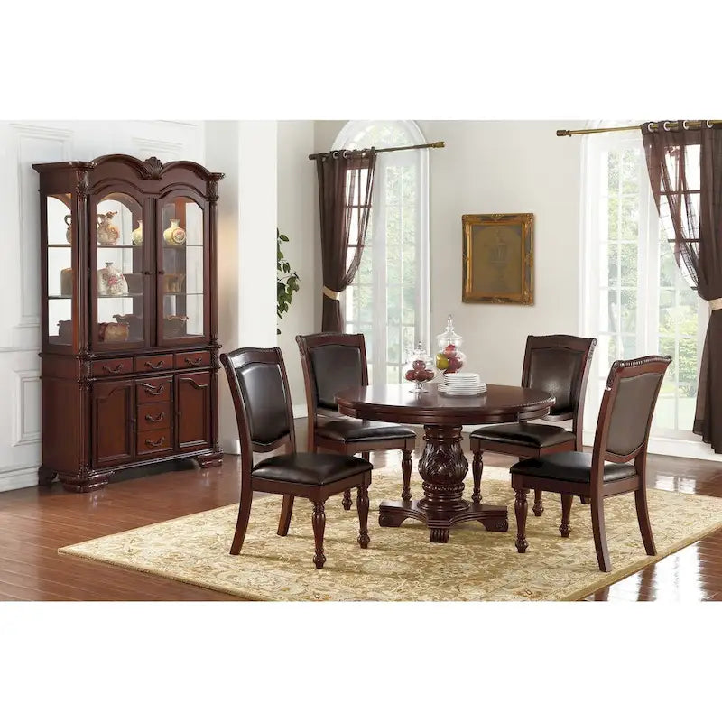 PU Upholstered Dining Chair, Dark Brown(Set of 2)
