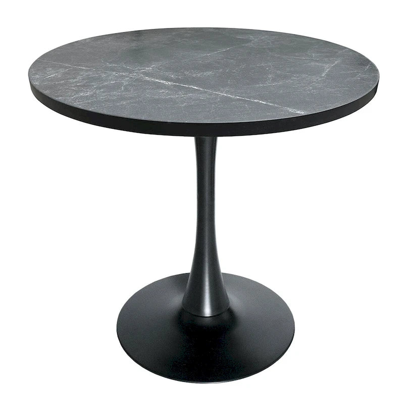 Bristol 36 Round Dining Table for 4 with MDF Top and Sleek Black Iron Base for Kitchen & Dining Room