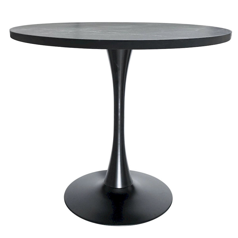 Bristol 36 Round Dining Table for 4 with MDF Top and Sleek Black Iron Base for Kitchen & Dining Room
