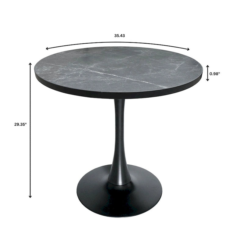 Bristol 36 Round Dining Table for 4 with MDF Top and Sleek Black Iron Base for Kitchen & Dining Room
