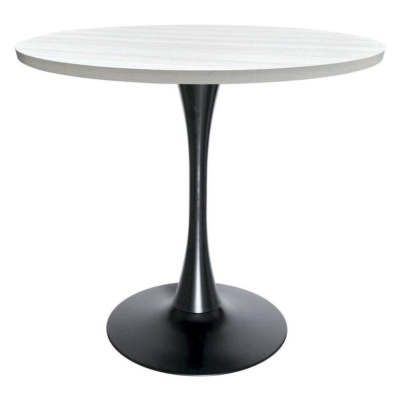 Bristol 36 Round Dining Table for 4 with MDF Top and Sleek Black Iron Base for Kitchen & Dining Room