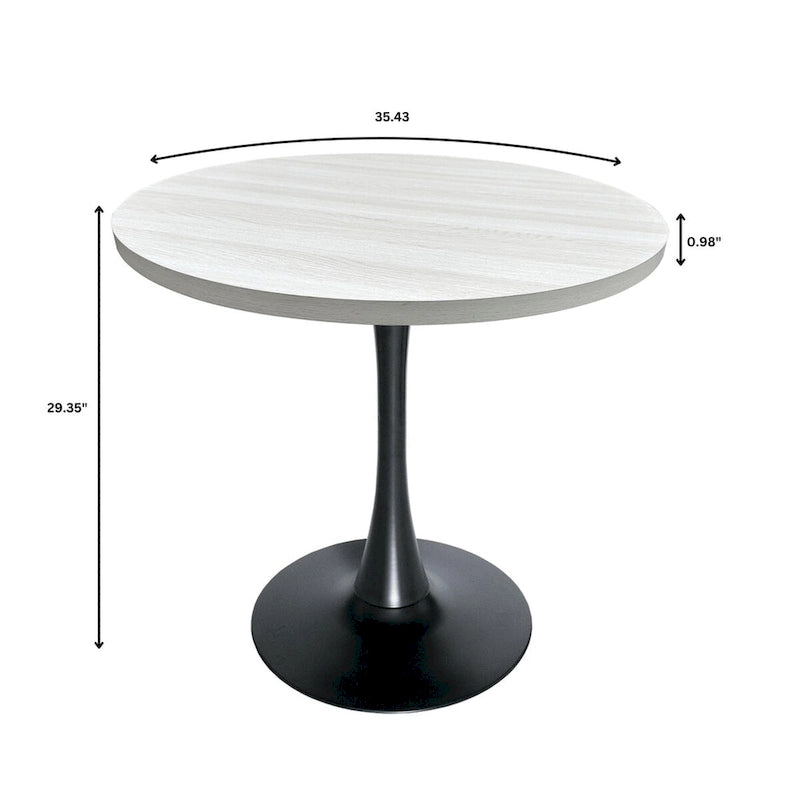 Bristol 36 Round Dining Table for 4 with MDF Top and Sleek Black Iron Base for Kitchen & Dining Room