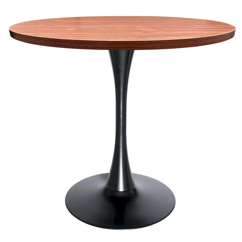 Bristol 36 Round Dining Table for 4 with MDF Top and Sleek Black Iron Base for Kitchen & Dining Room