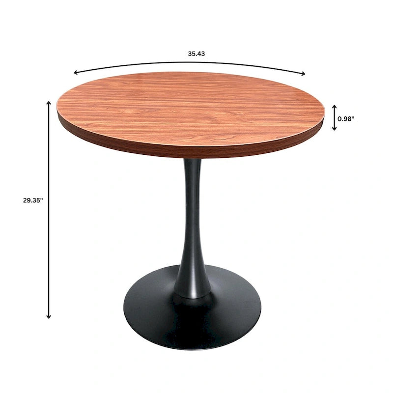 Bristol 36 Round Dining Table for 4 with MDF Top and Sleek Black Iron Base for Kitchen & Dining Room