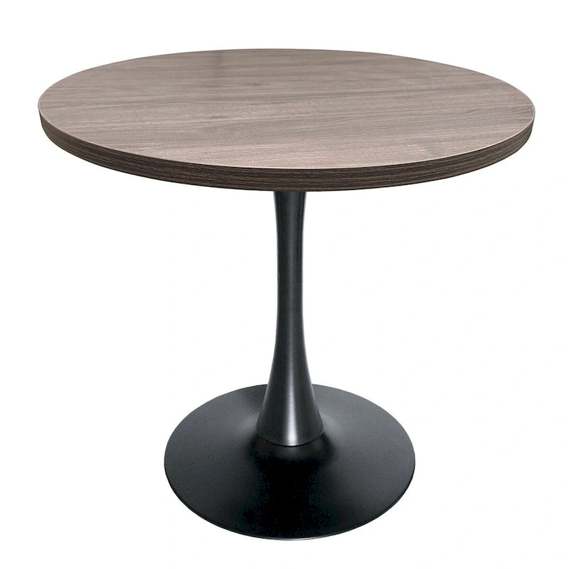 Bristol 36 Round Dining Table for 4 with MDF Top and Sleek Black Iron Base for Kitchen & Dining Room