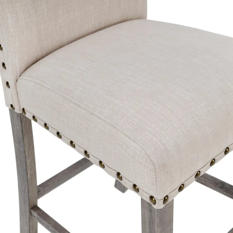 Farmhouse Style 5-piece Square Bar Table Set, 4 Upholstered Counter Stools with Bar Table Dining Set