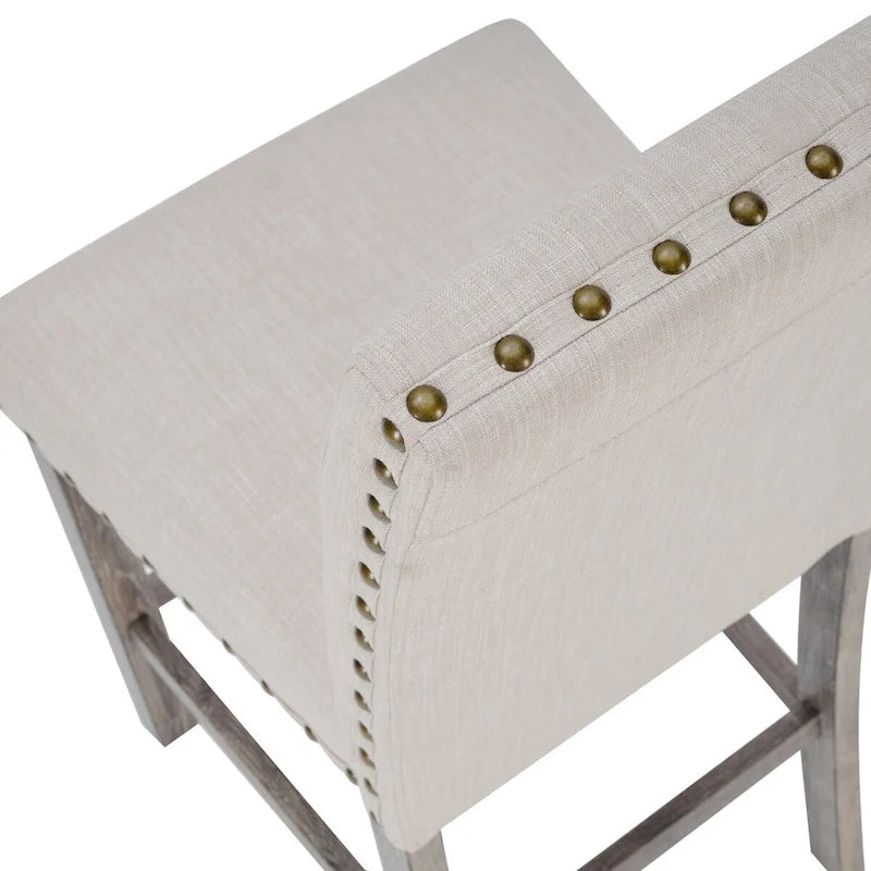 Farmhouse Style 5-piece Square Bar Table Set, 4 Upholstered Counter Stools with Bar Table Dining Set