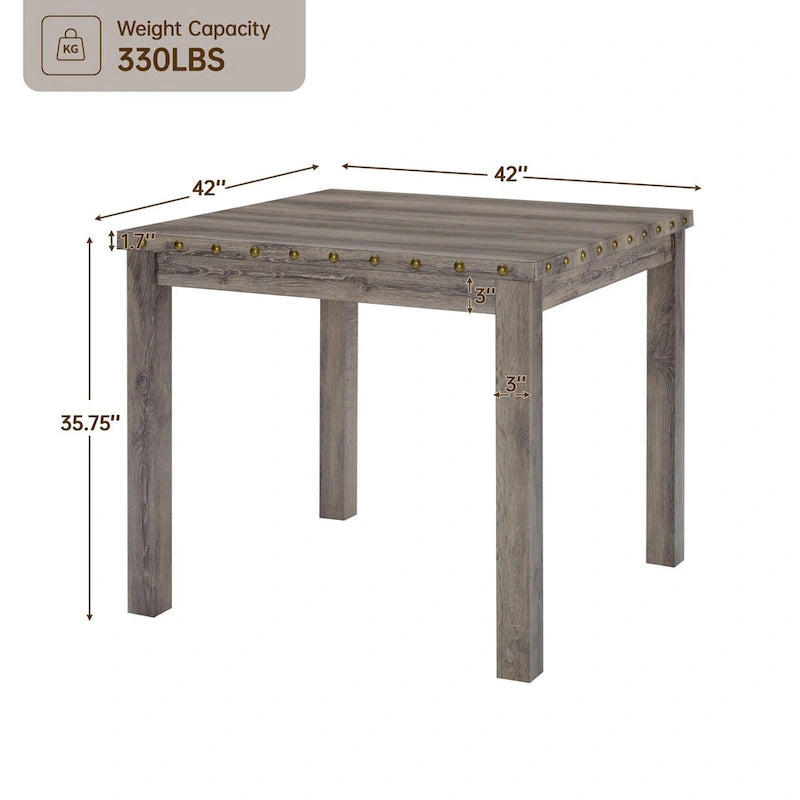 Farmhouse Style 5-piece Square Bar Table Set, 4 Upholstered Counter Stools with Bar Table Dining Set