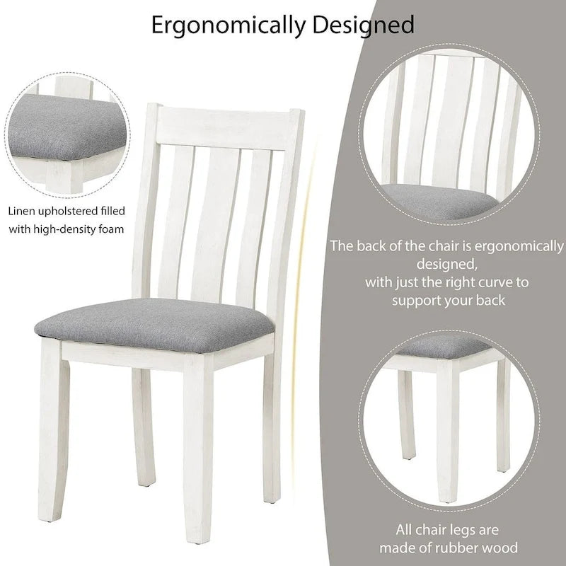 Retro Style 7 PCS Dining Table Set for 6-Extendable Table and 6 Upholstered Chairs