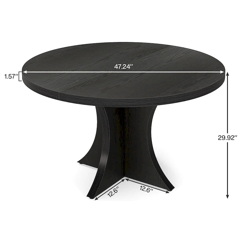 Round Dining Table for 4-6, 47.2 Black Kitchen Table